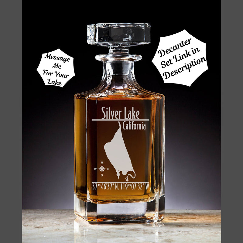 Silver Lake California Engraved Whiskey Decanter