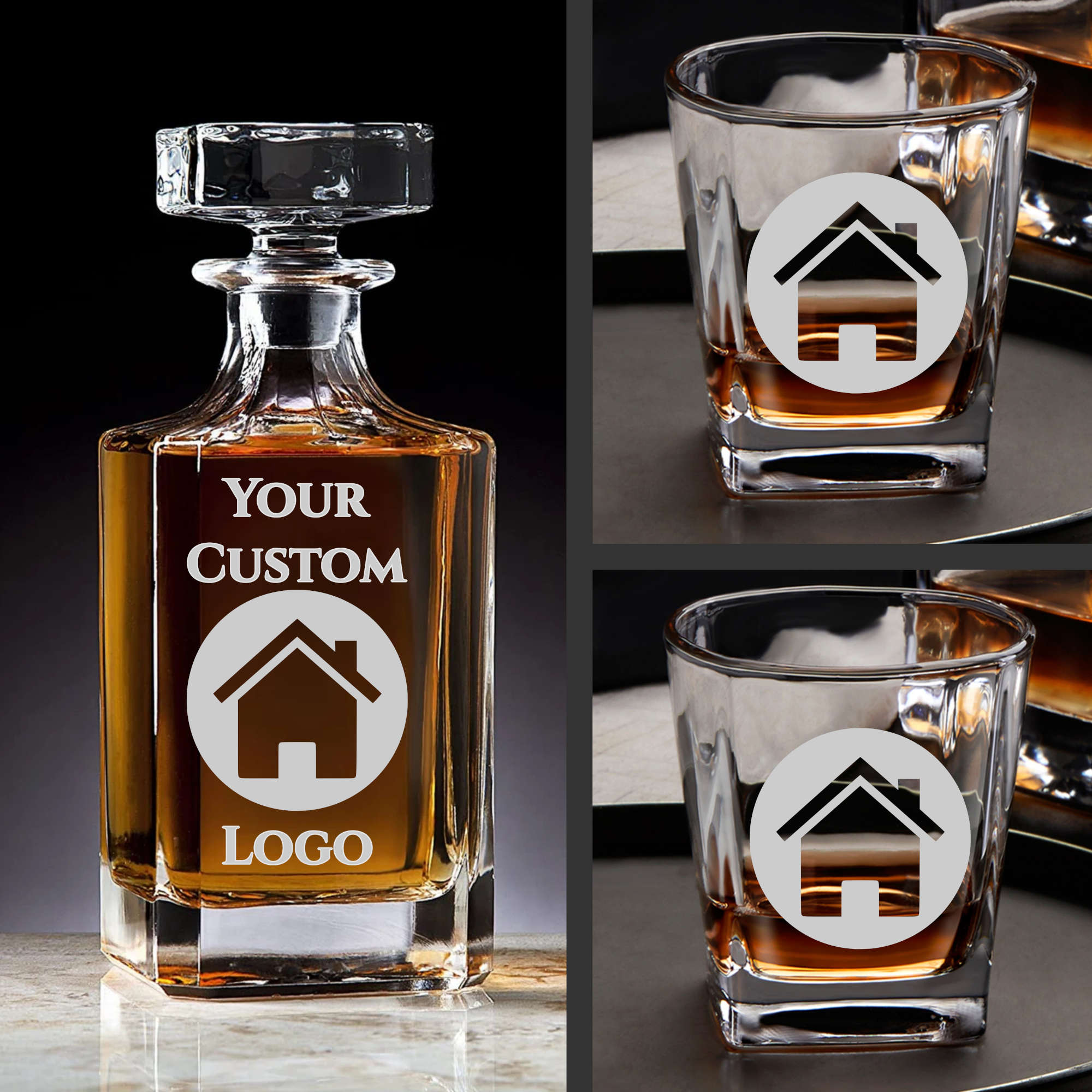 AIGAT Carafe à Whisky en verre hermétique personnalisée avec texte AIGAT Carafe à Whisky en verre hermétique personnalisée avec texte