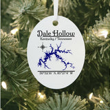 Dale Hollow Lake Kentucky Tennessee Map Metal Oval Ornament — designed by GeoGearCo and produced by Zazzle