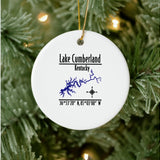 Lake Cumberland Kentucky Shoreline Map Coordinates Ceramic Ornament — designed by GeoGearCo and produced by Zazzle