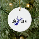 Lake Lanier Georgia Lake Map Boating and Fishing Ceramic Ornament — designed by GeoGearCo and produced by Zazzle