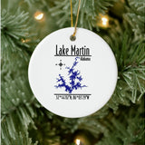 Lake Martin Alabama Blue Nautical Map Ceramic Circle Ornament — designed by GeoGearCo and produced by Zazzle