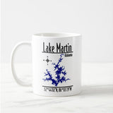 Lake Martin Alabama Blue Nautical Map Coffee Mug — designed by GeoGearCo and produced by Zazzle