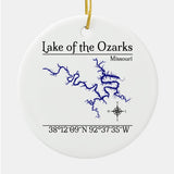 Lake of the Ozarks Missouri Map Ceramic Ornament — designed by GeoGearCo and produced by Zazzle