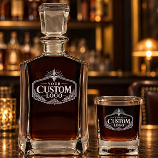 6-sided custom logo decanter