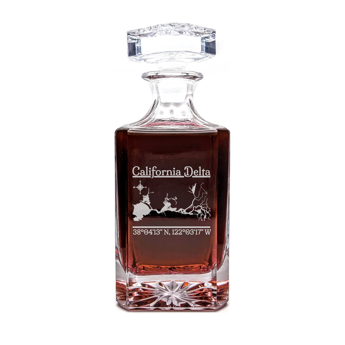 California Delta California Classic engraved square whiskey decanter - light lifestyle scene