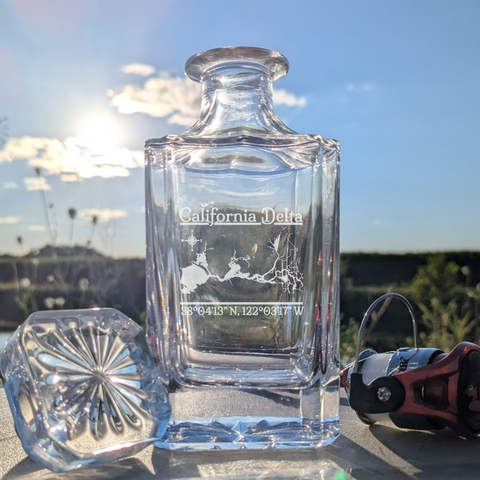 California Delta California Classic engraved square whiskey decanter - fishing lifestyle scene