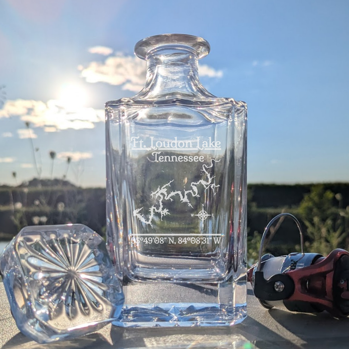 Fort Loudoun Lake Tennessee Classic engraved square whiskey decanter - fishing lifestyle scene