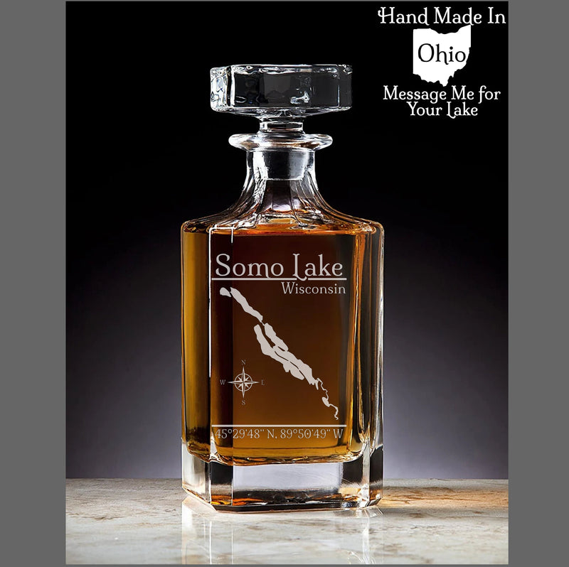 Somo Lake Wisconsin Engraved Whiskey Decanter