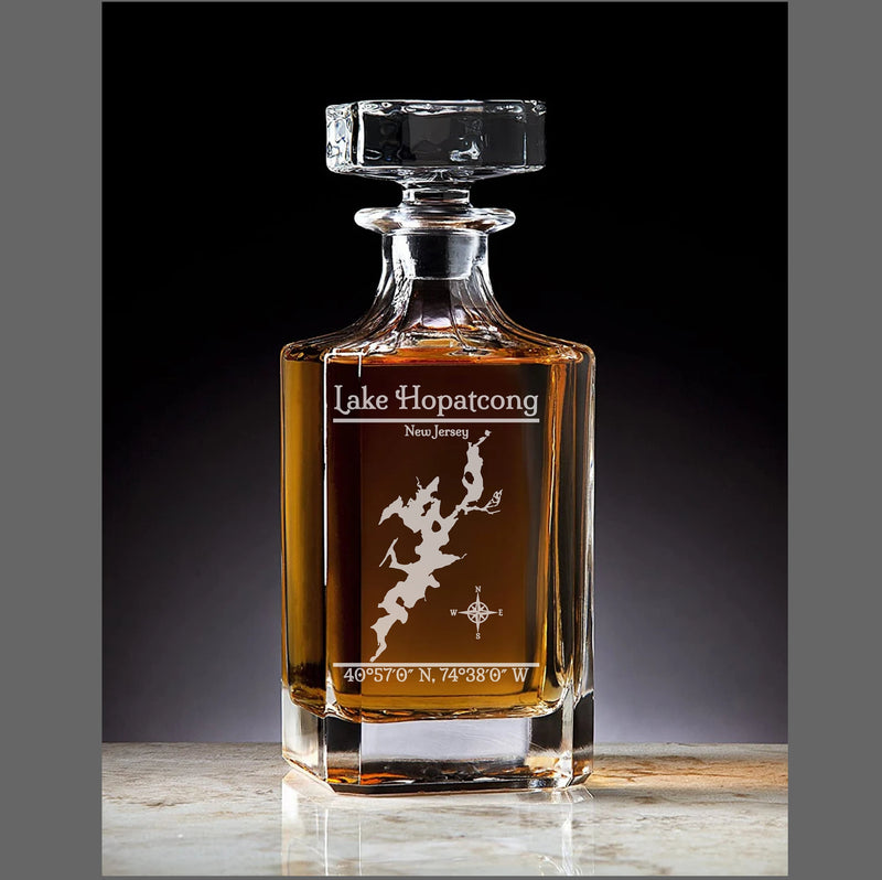 Lake Hopatcong New Jersey Vintage Engraved Whiskey Decanter