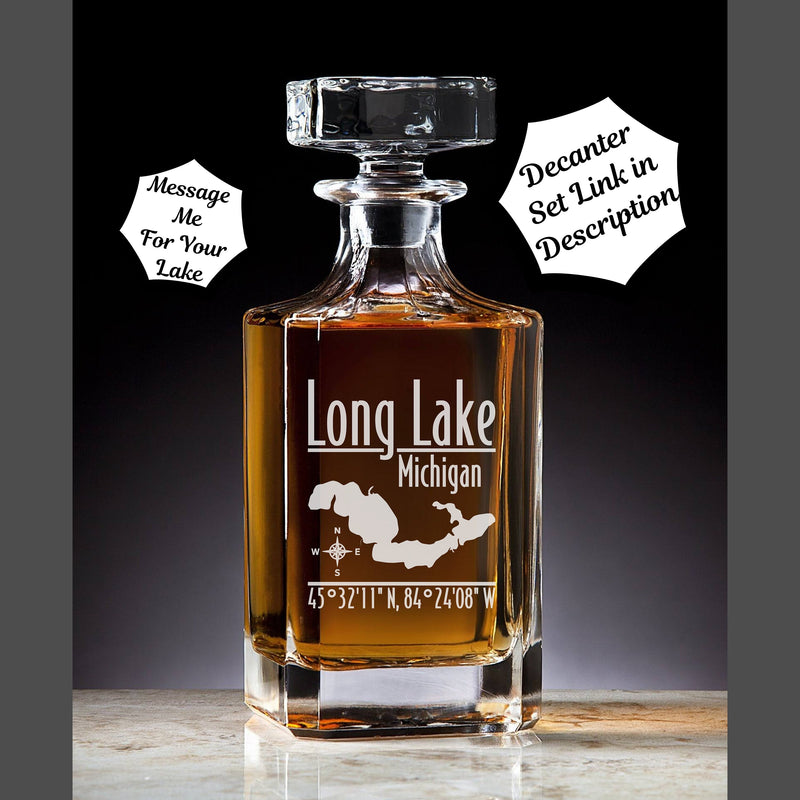 Long Lake Michigan Engraved Whiskey Decanter