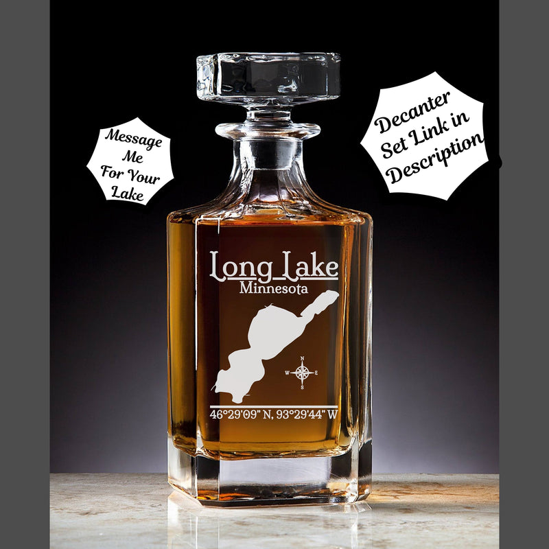Long Lake Minnesota Engraved Whiskey Decanter