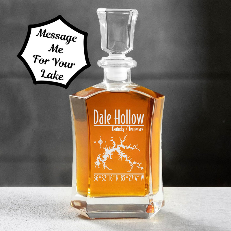 Dale Hollow Lake Kentucky Tennessee 6-Sided Engraved Whiskey Decanter
