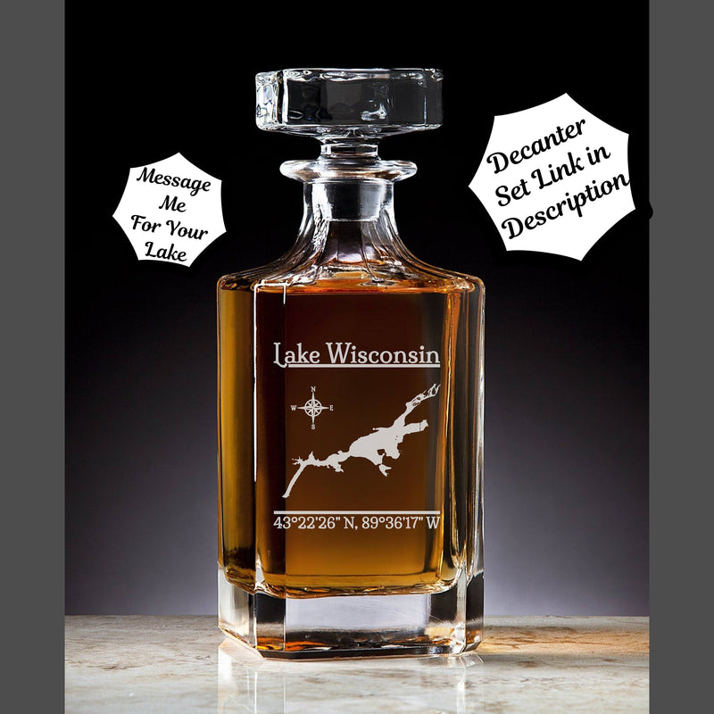 Lake Wisconsin Engraved Whiskey Decanter