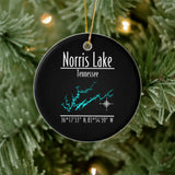 Norris Lake Tennessee map ceramic ornament