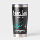 Norris Lake Tennessee shoreline map insulated tumbler